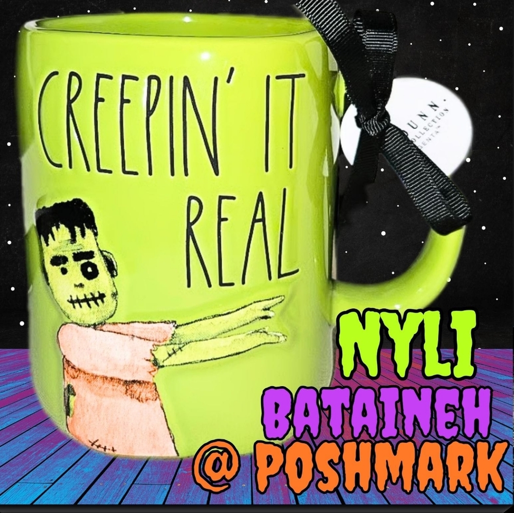 Rae Dunn Halloween Mug Creepin It Real Holiday Theme Black Green New Release
